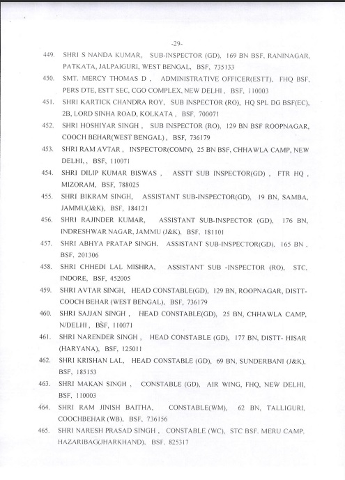 Award of Gallantry Medals / Service Medals 