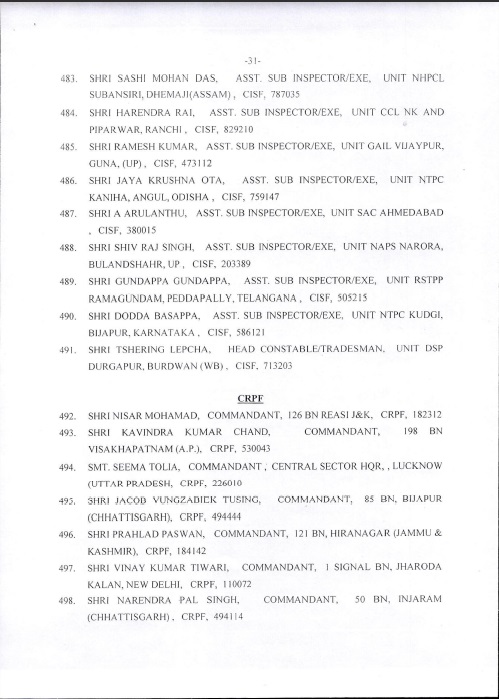 Award of Gallantry Medals / Service Medals 