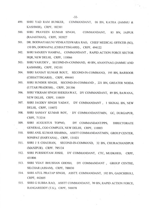 Award of Gallantry Medals / Service Medals 