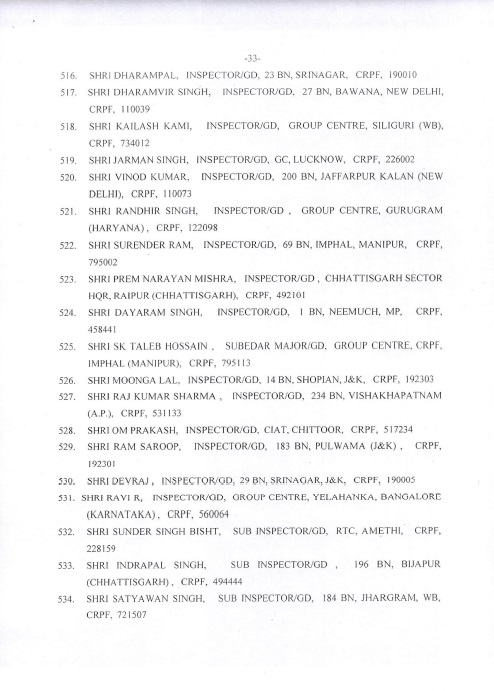 Award of Gallantry Medals / Service Medals 