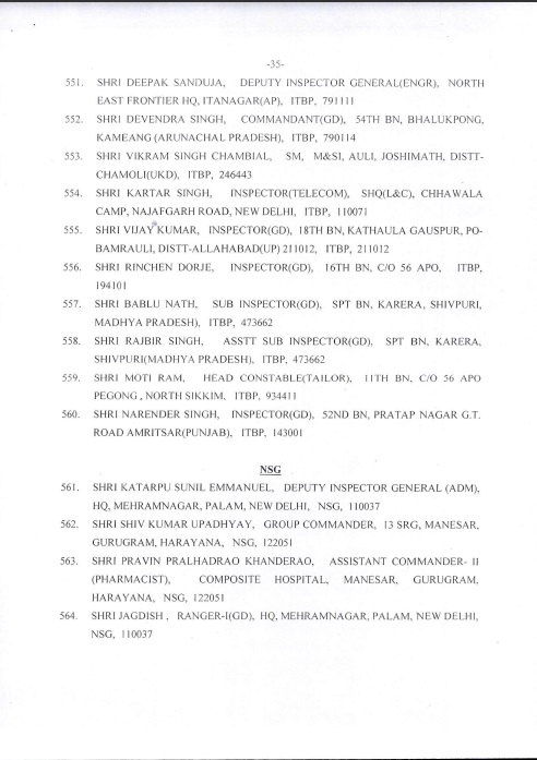 Award of Gallantry Medals / Service Medals 