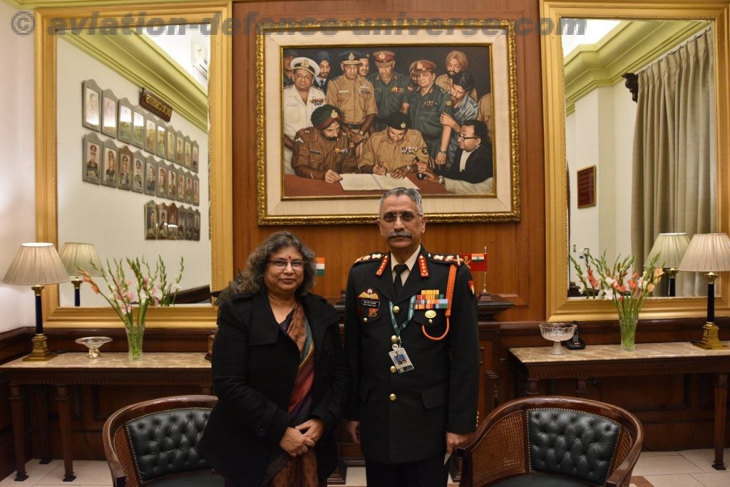 In pre-Covid times Editor ADU Sangeeta Saxena with Army Chief Gen MM Naravane at the annual COAS interview