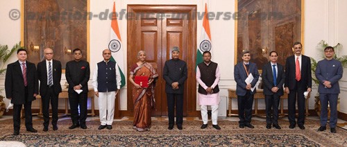 Finance Minister & her team with the President before presenting the budget