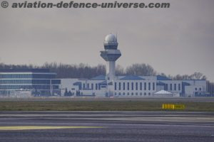 A contorl tower is seen at Chopin airport in Warsaw