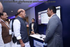 Rajnath Singh, being given a demonstration on AIVAS by BEL officers.