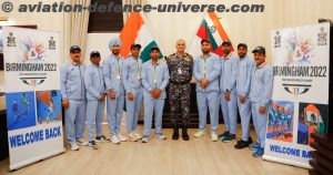 Indian Navy Chief felicitate Common Wealth Games’ participants from the force