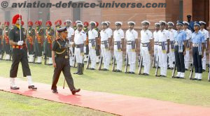 Inspecting the tri-service guard of honour