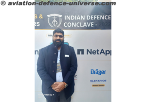 Shyamohan Rajamohan, Drager speaking to ADU at Indian Defence Conclave 2022.