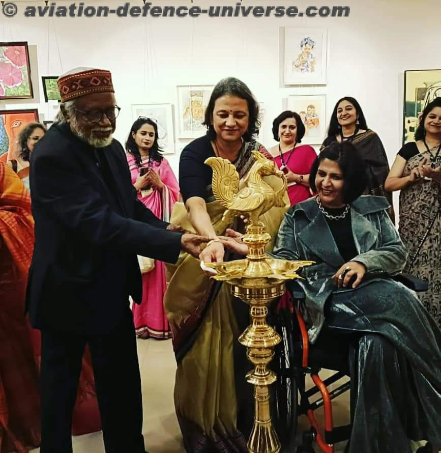 First Lady of Indian Army Archana Pande inaugurates Army Wives' paintings at AIFACS Gallery