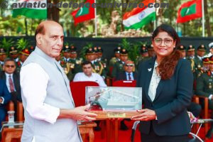 The Union Minister for Defence, Shri Rajnath Singh during handing over a Fast Patrol Vessel