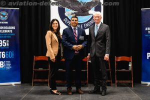 From left: Irene Makris, vice-president, Customer Service, Pratt & Whitney Canada, Stephen Santellana, May of Wichita Falls, and Leo Lane, President of the Wichita Falls Economic Development Corporation.