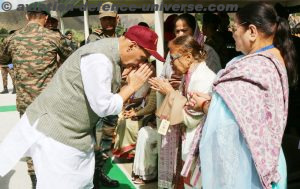 Rajnath Singh interacting with the war Heroes, VeerNaris and the families of Bravehearts