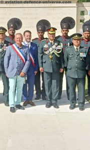 Maj. Sanjay R Bhusal Indian Army leading the Army Band Contingent at Bastille Day Parade 2023