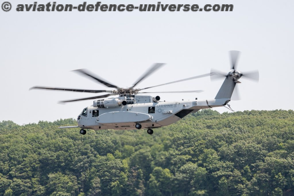 U.S. Marines conduct a CH-53K test flight at Sikorsky in Stratford, Conn. The heavy lift helicopter will be based at Marine Corps Air Station New River in Jacksonville,