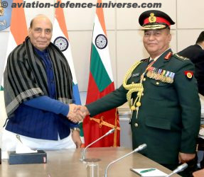 General Ashok Raj Sigdel, Chief of the Army Staff (COAS) of the Nepali Army with Shri Rajnath Singh, Hon’ble Raksha Mantri