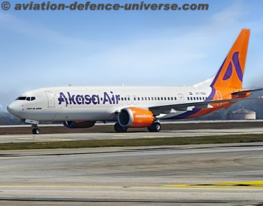 Akasa Air's 27th Boeing 737 MAX aircraft arrives at Kempegowda International Airport, Bengaluru, on 29th January 2025