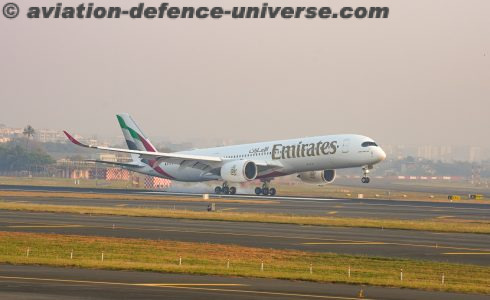 India's first Emirates Airbus A350 aircraft has successfully landed in Mumbai