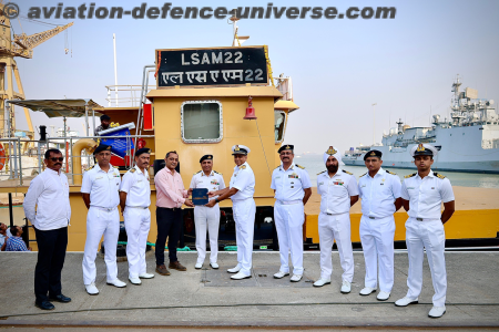 ACTCM Barge, Yard 132 (LSAM 22) inducted into Indian Navy