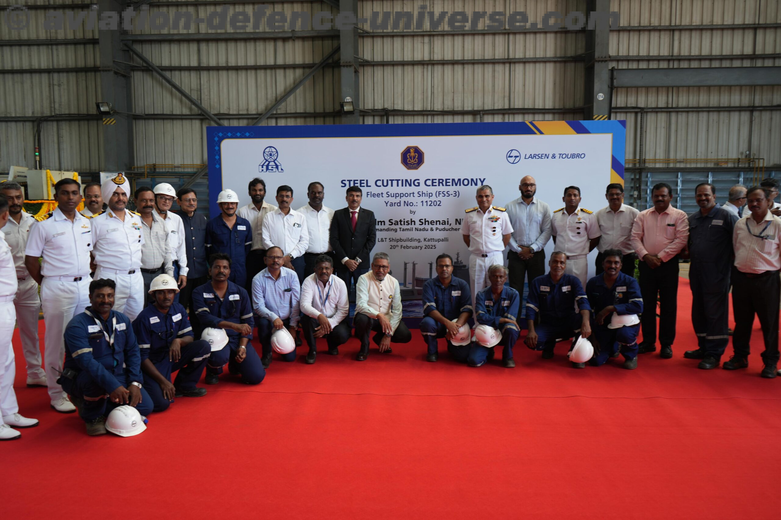 Steel cutting of third fleet support ship for Indian Navy