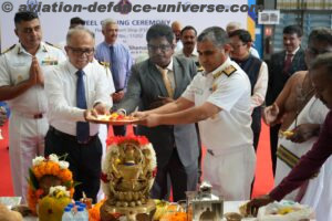 Steel cutting of third fleet support ship for Indian Navy