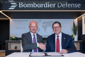 Eric Martel, President and CEO of Bombardier, and Micael Johansson, President and CEO of Saab, at the Paris Air Show 2025.