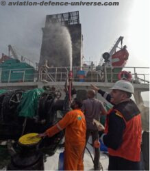  INS Tabar,Initial firefighting efforts from the Indian Naval personnel 