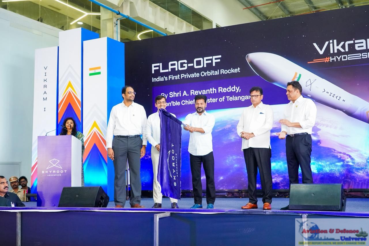 Skyroot’s Vikram-1, India’s First Private Orbital Rocket, Flagged Off by Telangana CM for Sriharikota