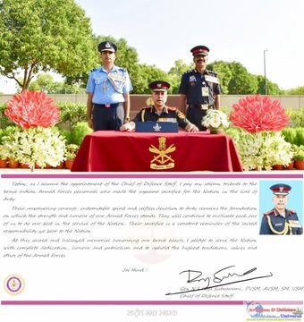 General Raja Subramani Takes Over as India’s Third Chief of Defence Staff