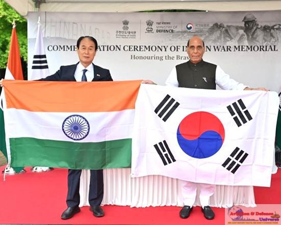Raksha Mantri and Minister of Patriots & Veterans Affairs, Republic of Korea inaugurate Indian War Memorial in Seoul