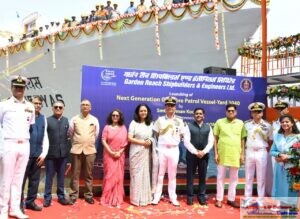 Launch of Next Generation Offshore Patrol Vessel (Yard 3040, Shreyas) at M/s GRSE, Kolkata